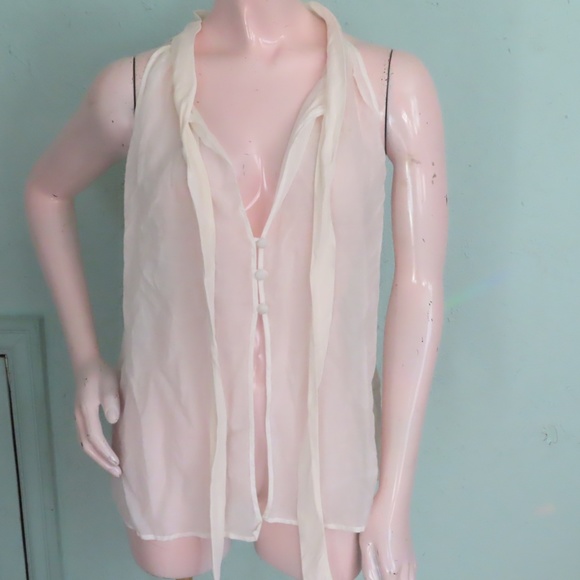 Rory Beca SHEER Sleeveless Top  Blouse Peekaboo Front NWT Silk Cotton - Picture 5 of 8